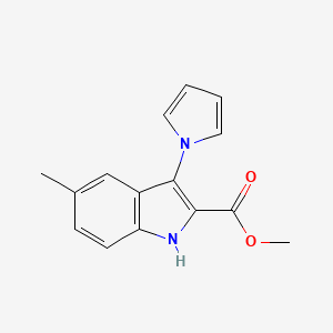 molecular formula C15H14N2O2 B7877351 1H-Indole-2-carboxylic acid, 5-methyl-3-(1H-pyrrol-1-yl)-, methyl ester 