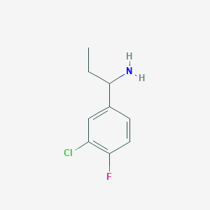 molecular formula C9H11ClFN B7877406 1-(3-Chloro-4-fluorophenyl)propan-1-amine 