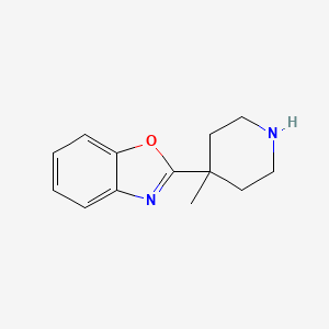 molecular formula C13H16N2O B7877540 2-(4-Methylpiperidin-4-yl)benzo[d]oxazole 