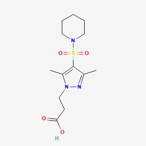molecular formula C13H21N3O4S B7877882 3-(3,5-Dimethyl-4-piperidin-1-ylsulfonylpyrazol-1-yl)propanoic acid 