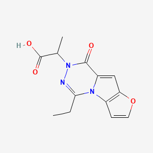 molecular formula C13H13N3O4 B7877972 2-(5-ethyl-8-oxofuro[2',3':4,5]pyrrolo[1,2-d][1,2,4]triazin-7(8H)-yl)propanoic acid 
