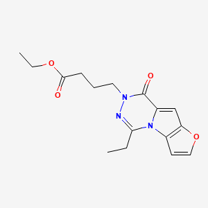 molecular formula C16H19N3O4 B7877979 ethyl 4-(5-ethyl-8-oxofuro[2',3':4,5]pyrrolo[1,2-d][1,2,4]triazin-7(8H)-yl)butanoate 