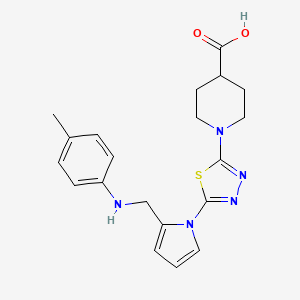 molecular formula C20H23N5O2S B7878030 1-[5-(2-{[(4-methylphenyl)amino]methyl}-1H-pyrrol-1-yl)-1,3,4-thiadiazol-2-yl]piperidine-4-carboxylic acid 