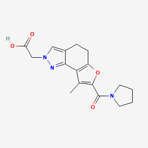 molecular formula C17H19N3O4 B7878072 [8-methyl-7-(pyrrolidin-1-ylcarbonyl)-4,5-dihydro-2H-furo[2,3-g]indazol-2-yl]acetic acid 