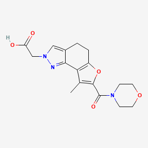 molecular formula C17H19N3O5 B7878079 [8-methyl-7-(morpholin-4-ylcarbonyl)-4,5-dihydro-2H-furo[2,3-g]indazol-2-yl]acetic acid 