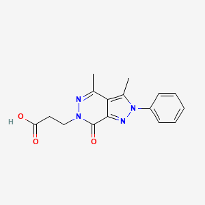molecular formula C16H16N4O3 B7878133 3-(3,4-dimethyl-7-oxo-2-phenyl-2,7-dihydro-6H-pyrazolo[3,4-d]pyridazin-6-yl)propanoic acid 