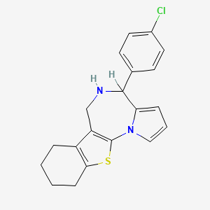 molecular formula C20H19ClN2S B7878143 4H-(1)Benzothieno(3,2-f)pyrrolo(1,2-a)(1,4)diazepine, 5,6,7,8,9,10-hexahydro-4-(4-chlorophenyl)- CAS No. 126684-60-4