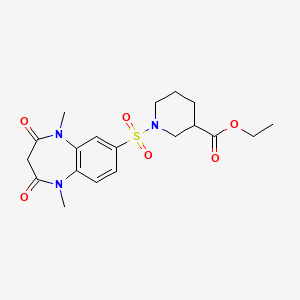 molecular formula C19H25N3O6S B7878157 ethyl 1-[(1,5-dimethyl-2,4-dioxo-2,3,4,5-tetrahydro-1H-1,5-benzodiazepin-7-yl)sulfonyl]piperidine-3-carboxylate 