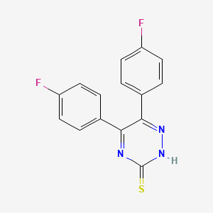 molecular formula C15H9F2N3S B7878177 3-Mercapto-5,6-bis(4-fluorophenyl)-1,2,4-triazine CAS No. 59663-51-3