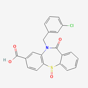 molecular formula C21H14ClNO4S B7878186 10-(3-Chlorobenzyl)-11-oxo-10,11-dihydrodibenzo[b,f][1,4]thiazepine-8-carboxylic acid 5-oxide 