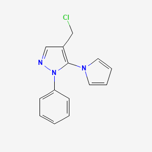 molecular formula C14H12ClN3 B7878221 4-(chloromethyl)-1-phenyl-5-(1H-pyrrol-1-yl)-1H-pyrazole 