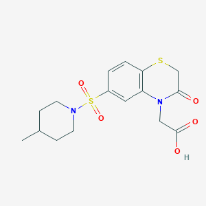 molecular formula C16H20N2O5S2 B7878232 {6-[(4-methylpiperidin-1-yl)sulfonyl]-3-oxo-2,3-dihydro-4H-1,4-benzothiazin-4-yl}acetic acid 