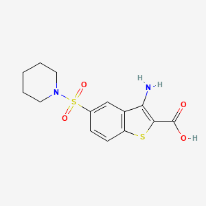 molecular formula C14H16N2O4S2 B7878236 3-Amino-5-(piperidin-1-ylsulfonyl)-1-benzothiophene-2-carboxylic acid 