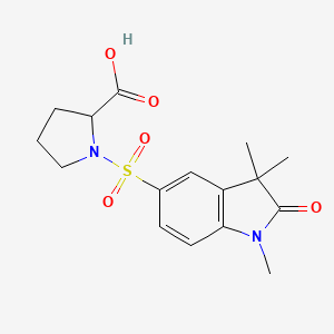 molecular formula C16H20N2O5S B7878247 1-[(1,3,3-trimethyl-2-oxo-2,3-dihydro-1H-indol-5-yl)sulfonyl]proline 