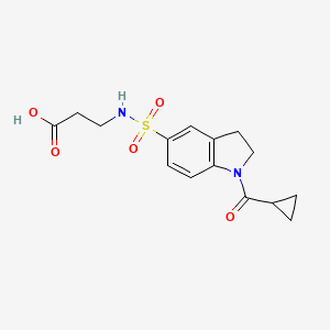 molecular formula C15H18N2O5S B7878268 3-({[1-(cyclopropylcarbonyl)-2-methyl-2,3-dihydro-1H-indol-5-yl]sulfonyl}amino)propanoic acid 