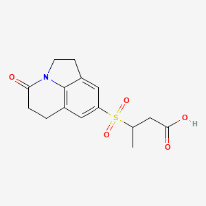 molecular formula C15H17NO5S B7878279 3-[(4-oxo-1,2,5,6-tetrahydro-4H-pyrrolo[3,2,1-ij]quinolin-8-yl)sulfonyl]butanoic acid 