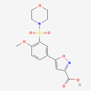 molecular formula C15H16N2O7S B7878286 5-[4-Methoxy-3-(morpholin-4-ylsulfonyl)phenyl]isoxazole-3-carboxylic acid 