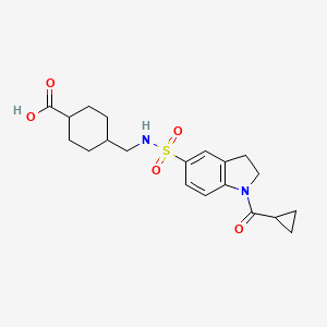 molecular formula C20H26N2O5S B7878302 4-[({[1-(cyclopropylcarbonyl)-2,3-dihydro-1H-indol-5-yl]sulfonyl}amino)methyl]cyclohexanecarboxylic acid 