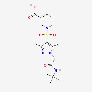 molecular formula C17H28N4O5S B7878316 1-({1-[2-(tert-butylamino)-2-oxoethyl]-3,5-dimethyl-1H-pyrazol-4-yl}sulfonyl)piperidine-3-carboxylic acid 