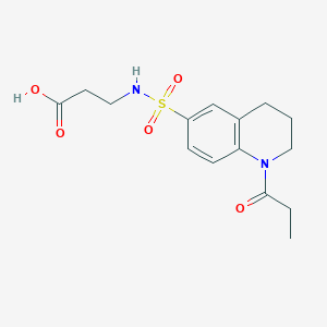 molecular formula C15H20N2O5S B7878319 3-{[(1-Propionyl-1,2,3,4-tetrahydroquinolin-6-yl)sulfonyl]amino}propanoic acid 