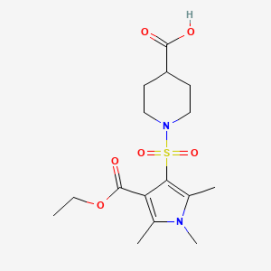 molecular formula C16H24N2O6S B7878321 1-{[4-(ethoxycarbonyl)-1,2,5-trimethyl-1H-pyrrol-3-yl]sulfonyl}piperidine-4-carboxylic acid 