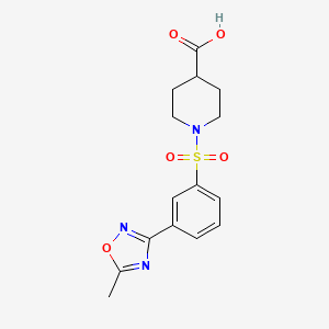 molecular formula C15H17N3O5S B7878330 1-((3-(5-Methyl-1,2,4-oxadiazol-3-yl)phenyl)sulfonyl)piperidine-4-carboxylic acid 
