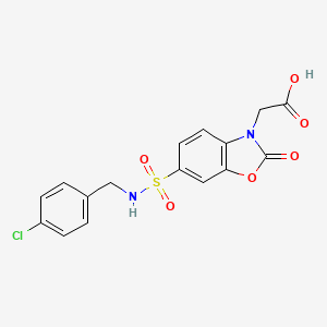 molecular formula C16H13ClN2O6S B7878361 [6-{[(4-chlorobenzyl)amino]sulfonyl}-2-oxo-1,3-benzoxazol-3(2H)-yl]acetic acid 