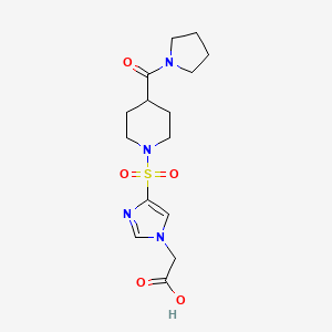 molecular formula C15H22N4O5S B7878401 (4-{[4-(pyrrolidin-1-ylcarbonyl)piperidin-1-yl]sulfonyl}-1H-imidazol-1-yl)acetic acid 