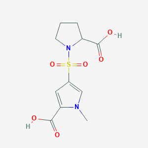 molecular formula C11H14N2O6S B7878421 4-[(2-carboxypyrrolidin-1-yl)sulfonyl]-1-methyl-1H-pyrrole-2-carboxylic acid 