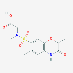 molecular formula C13H16N2O6S B7878430 [[(2,6-dimethyl-3-oxo-3,4-dihydro-2H-1,4-benzoxazin-7-yl)sulfonyl](methyl)amino]acetic acid 