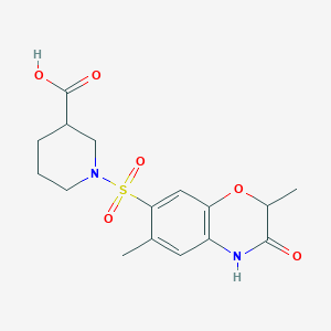 molecular formula C16H20N2O6S B7878431 1-[(2,6-dimethyl-3-oxo-3,4-dihydro-2H-1,4-benzoxazin-7-yl)sulfonyl]piperidine-3-carboxylic acid 