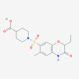 molecular formula C17H22N2O6S B7878464 1-[(2-ethyl-6-methyl-3-oxo-3,4-dihydro-2H-1,4-benzoxazin-7-yl)sulfonyl]piperidine-4-carboxylic acid 