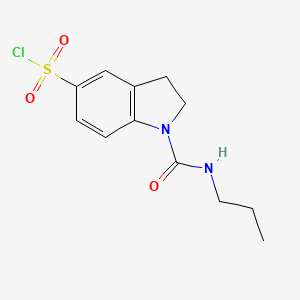 molecular formula C12H15ClN2O3S B7878494 1-[(Propylamino)carbonyl]indoline-5-sulfonyl chloride 