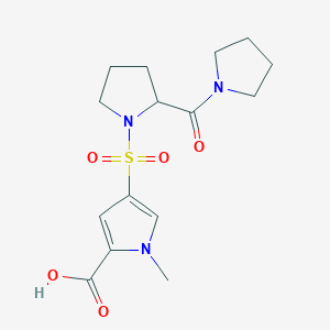 molecular formula C15H21N3O5S B7878520 1-methyl-4-{[2-(pyrrolidin-1-ylcarbonyl)pyrrolidin-1-yl]sulfonyl}-1H-pyrrole-2-carboxylic acid 