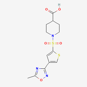 molecular formula C13H15N3O5S2 B7878534 1-{[4-(5-Methyl-1,2,4-oxadiazol-3-yl)thien-2-yl]sulfonyl}piperidine-4-carboxylic acid 