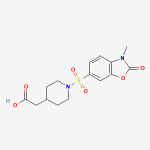 molecular formula C15H18N2O6S B7878555 {1-[(3-Methyl-2-oxo-2,3-dihydro-1,3-benzoxazol-6-yl)sulfonyl]piperidin-4-yl}acetic acid 