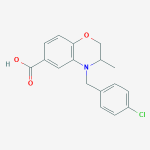 molecular formula C17H16ClNO3 B7878584 4-(4-chlorobenzyl)-3-methyl-3,4-dihydro-2H-1,4-benzoxazine-6-carboxylic acid 
