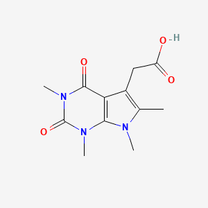 molecular formula C12H15N3O4 B7878623 2-(1,3,6,7-tetramethyl-2,4-dioxo-2,3,4,7-tetrahydro-1H-pyrrolo[2,3-d]pyrimidin-5-yl)acetic acid 