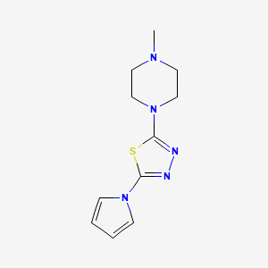 molecular formula C11H15N5S B7878692 2-(4-methylpiperazino)-5-(1H-pyrrol-1-yl)-1,3,4-thiadiazole 