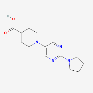 molecular formula C14H20N4O2 B7878707 1-[2-(1-Pyrrolidinyl)-5-pyrimidinyl]-4-piperidinecarboxylic acid 