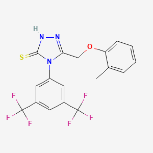 molecular formula C18H13F6N3OS B7878806 4-[3,5-bis(trifluoromethyl)phenyl]-5-[(2-methylphenoxy)methyl]-4H-1,2,4-triazole-3-thiol 
