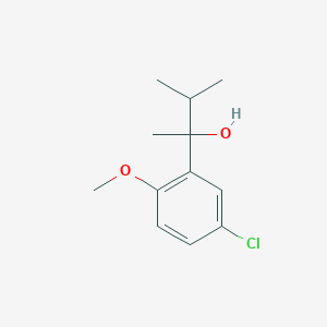 molecular formula C12H17ClO2 B7878908 2-(3-Chloro-6-methoxyphenyl)-3-methyl-butan-2-ol 