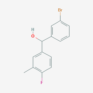 molecular formula C14H12BrFO B7879038 3-Bromo-4'-fluoro-3'-methylbenzhydrol 