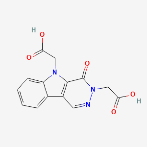 molecular formula C14H11N3O5 B7879372 [3-(carboxymethyl)-4-oxo-3,4-dihydro-5H-pyridazino[4,5-b]indol-5-yl]acetic acid 