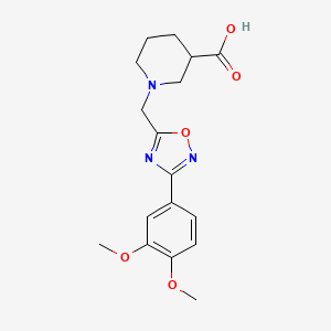 molecular formula C17H21N3O5 B7879390 1-{[3-(3,4-Dimethoxyphenyl)-1,2,4-oxadiazol-5-YL]methyl}piperidine-3-carboxylic acid 