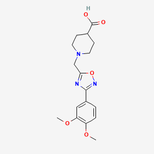 molecular formula C17H21N3O5 B7879393 1-((3-(3,4-Dimethoxyphenyl)-1,2,4-oxadiazol-5-yl)methyl)piperidine-4-carboxylic acid 