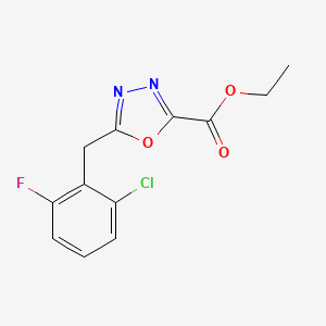 molecular formula C12H10ClFN2O3 B7879412 Ethyl 5-(2-chloro-6-fluorobenzyl)-1,3,4-oxadiazole-2-carboxylate 