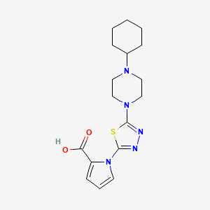 molecular formula C17H23N5O2S B7879447 1-[5-(4-cyclohexylpiperazin-1-yl)-1,3,4-thiadiazol-2-yl]-1H-pyrrole-2-carboxylic acid 