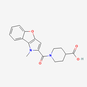 molecular formula C18H18N2O4 B7879448 1-[(1-methyl-1H-[1]benzofuro[3,2-b]pyrrol-2-yl)carbonyl]piperidine-4-carboxylic acid 
