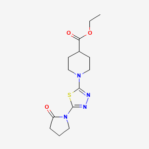 molecular formula C14H20N4O3S B7879461 Ethyl 1-[5-(2-oxopyrrolidin-1-yl)-1,3,4-thiadiazol-2-yl]piperidine-4-carboxylate 